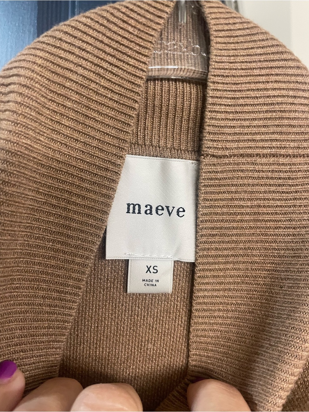Maeve Ribbed Open-Front Cardigan in Camel Brown